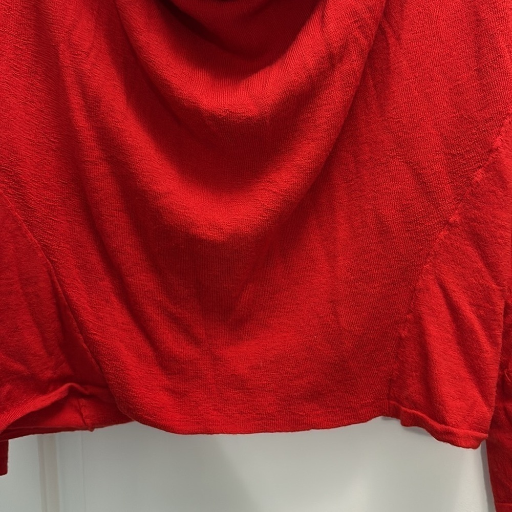 Eileen Fisher 100% Merino Wool Red Cowl Neck Sweater Top Size Large - Picture 4 of 10